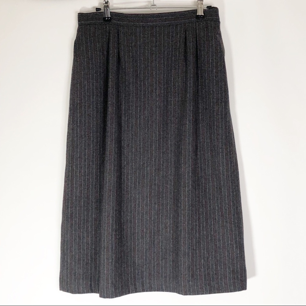 Peabody House Pin Striped Midi Skirt Wool Blend 11